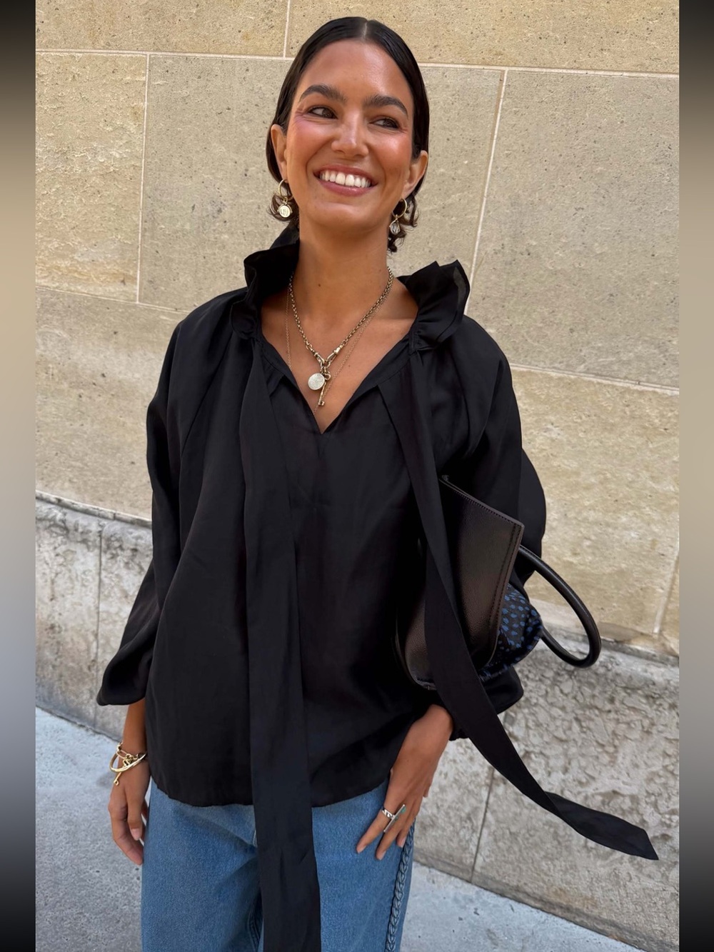 Never Fully Dressed black ruffle top